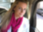 Christine in a taxi, rome blogger