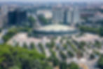 aerial view of the palazzo dello sport, eur district, rome